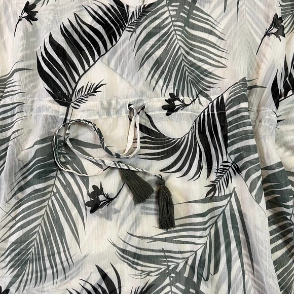 Kona Sol Tropical Print Sheer Kaftan Beach Cover Up - Picture 7 of 16